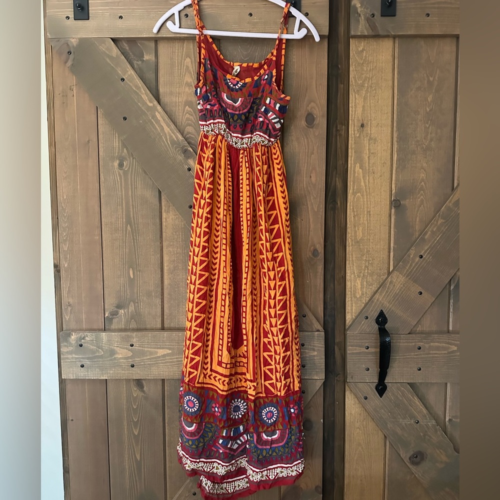 RAGA Vibrant Orange and Red Maxi Dress